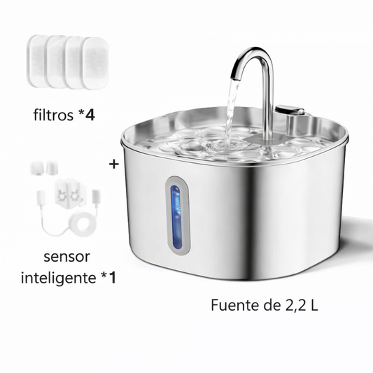 Fuente de Agua Automática  de Acero Inoxidable para Mascotas